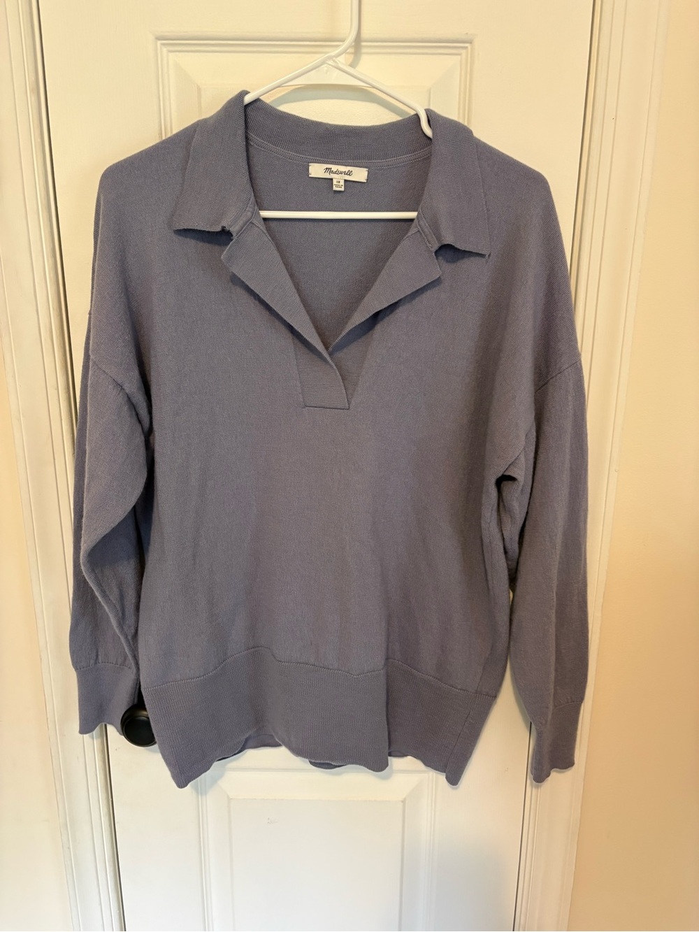 Madewell Lilac Collared V-Neck Knit Sweater